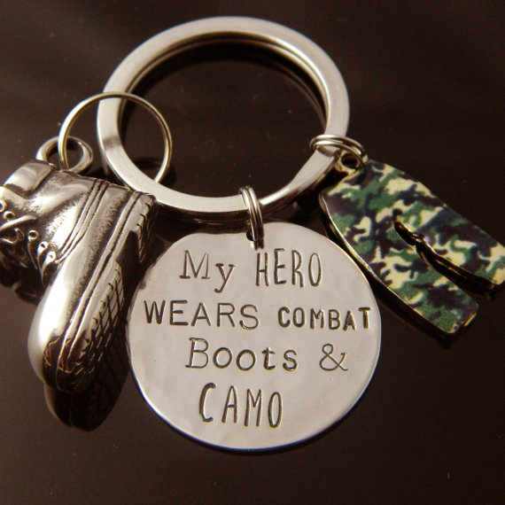 My Hero Wears Combat Boots & Camo Keychain